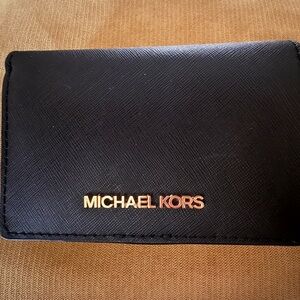 Michael Kors Black Saffiano Leather Wallet with Gold Logo